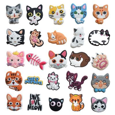 Adornos para zapatos de PVC, serie Cat, 25 uds., decoraciones para zapatos, accesorios para zapatos