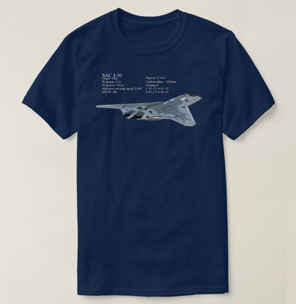 China 6th Gen Aircraft SAC J50 Stealth Fighter TShirt 100 Cotton ONeck Short Sleeve Summer Casual Mens Tshirt Streetwear