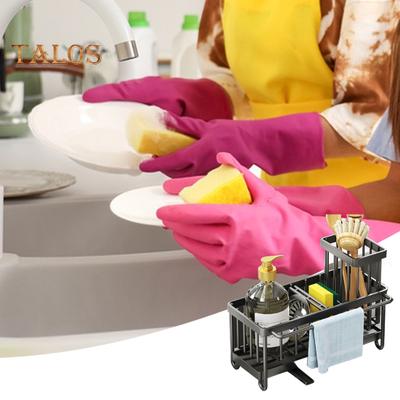 Porta spugna per lavello da cucina, antiruggine, resistente alla corrosione, porta spugna per detersivo per piatti con beccuccio di scarico automatico