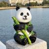 Panda Statue Solar Bamboo Light Resin Sculpture Waterproof Solar Garden Decor Indoor Outdoor Porch Patio Lawn Yard Decoration