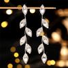Europäischen Luxus Super Flash Strass Lange Blatt Ohrringe Damen Mode Temperament Ohrringe Ohrringe