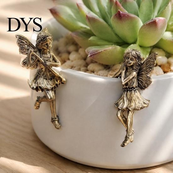 Dekorativer Topf Dekoration 2 Stück/Set Pflanzgefäß Blumenfee Figuren, Retro Harz Schmetterlingsflügel Skulpturen Statuen, Niedliche Hängende für Außen Innen