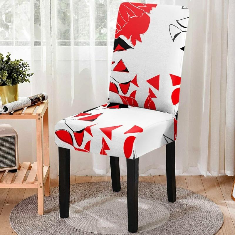 Red Series Flower Pattern Elastic All -Inclusive Dining Chair Cover Dust -Proof Washable Gaming Chair Protector Room Decor