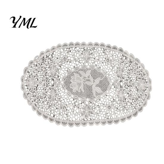 Decorative Centerpiece Mats for Dining White Lace Doily, Elegant Retro Placemat, Embroidered Table Breathable Polyester Mat, Rectangular Round