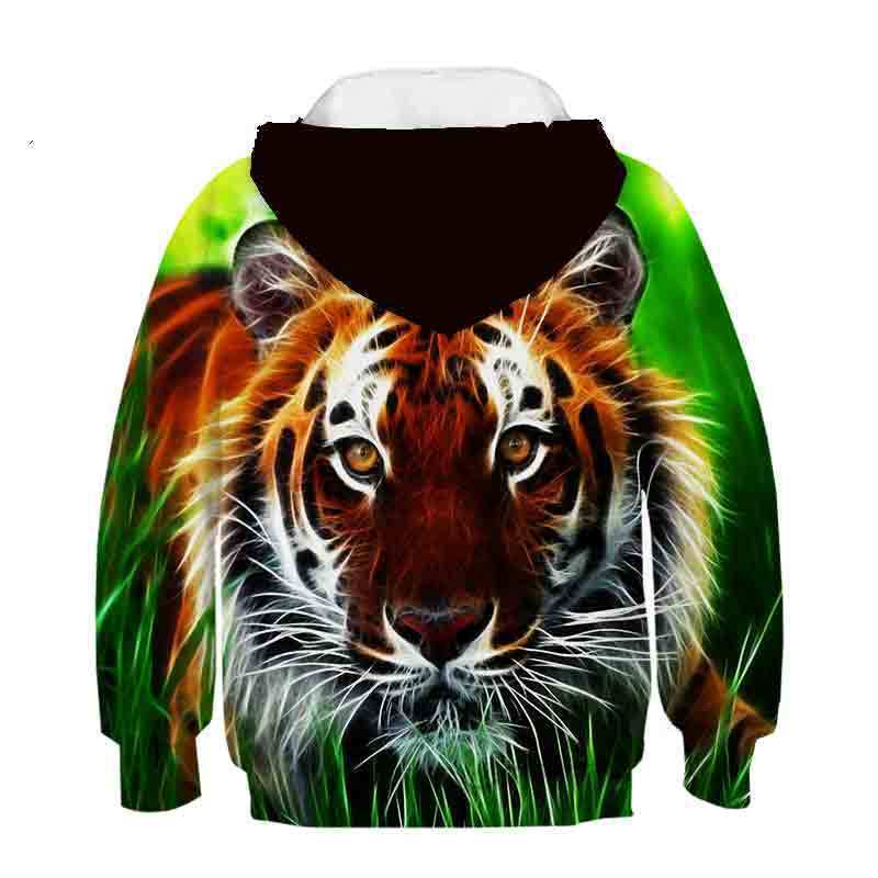 Autumn 3D Animal Tiger Pattern Printed Top Fashionable Casual Long Sleeved Children's Boy Hoodies