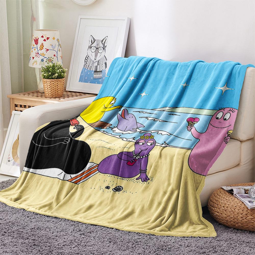 Barbapapa2 Flannel Blanket, High quality Comfortable for All Seasons, Home Decor, Warmth and Comfort