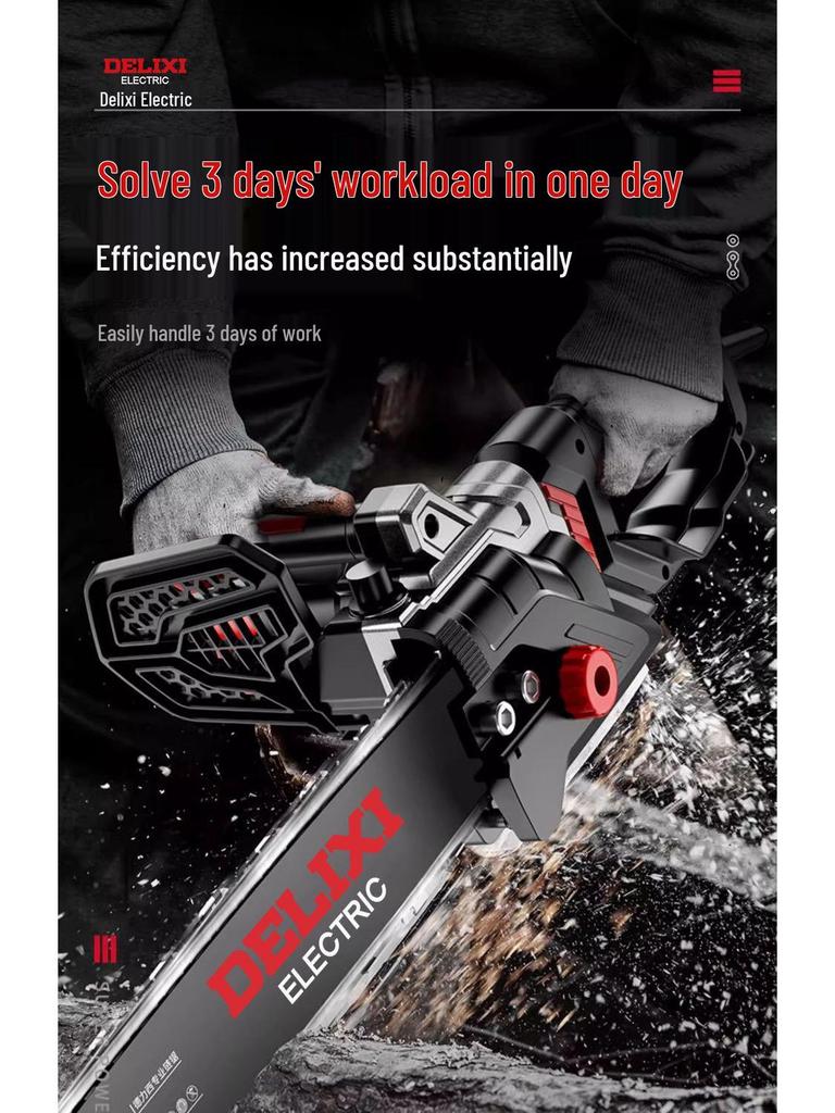 High-Power Handheld Electric Chainsaw for Home and Woodworking - Portable and Multifunctional with Free Shipping