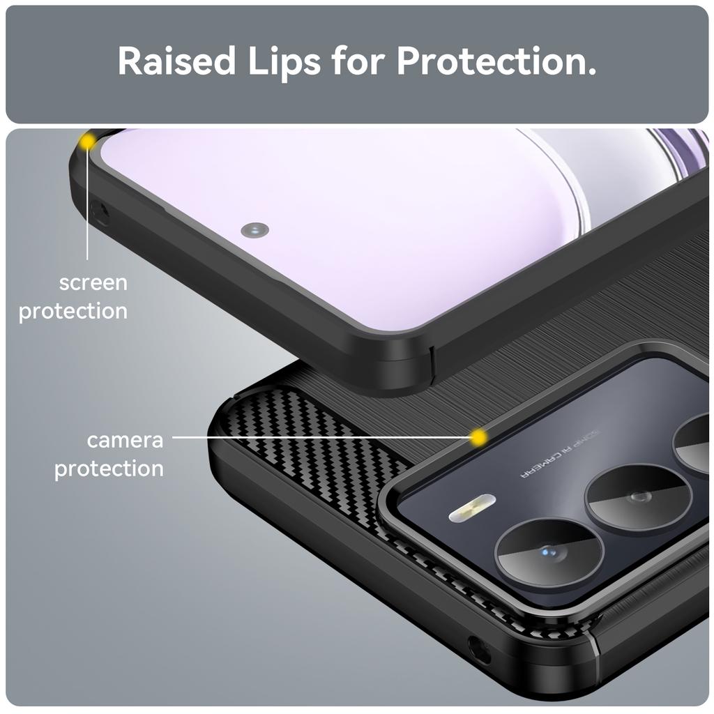 For Realme 14x 5G/V70 5G/V70s 5G Case Protective Phone Cover Carbon Fiber Texture Brushed
