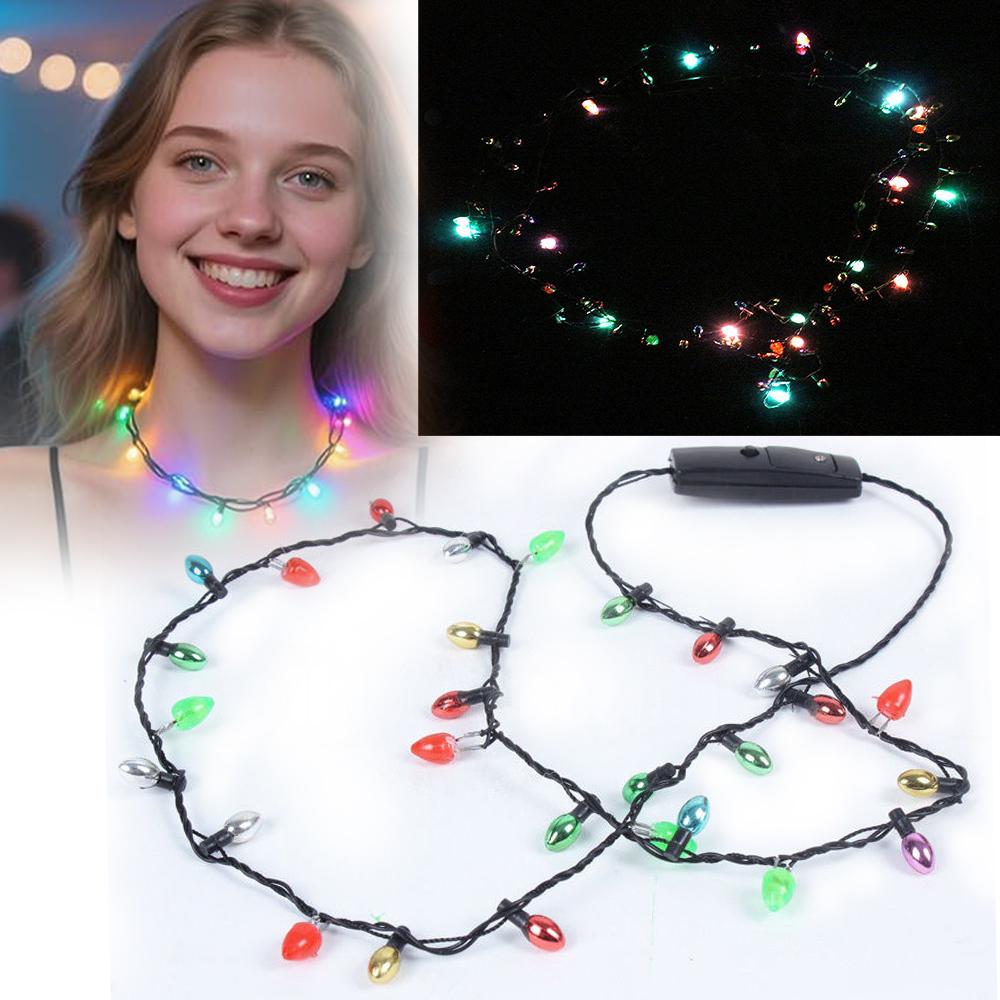 Christmas Necklace Light-Up Christmas Bulb Pendant Festive Holiday Costume Accessory Glowing Decorative Feature for Festival