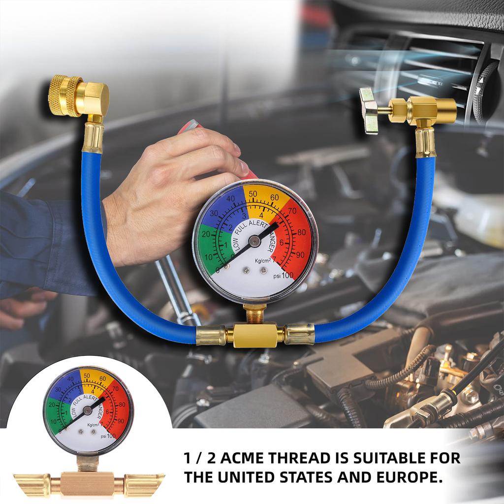 R134A Air Conditioning Refrigerant Charging Hose with Gauge Fits for Car AC Air Conditioning Refrigerant Charging Tool
