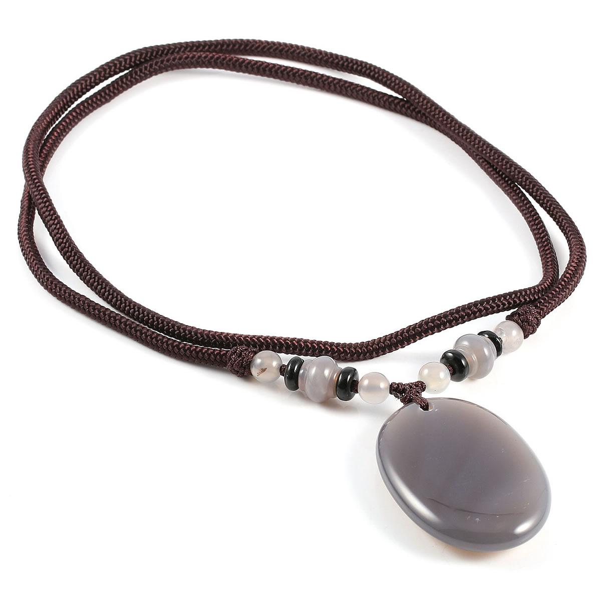 

Новое стильное ожерелье 70 см с овальным агатовым кулоном-подвеской для элегантных женщин, ювелирные изделия для свадебной одежды 45 x 30 mm