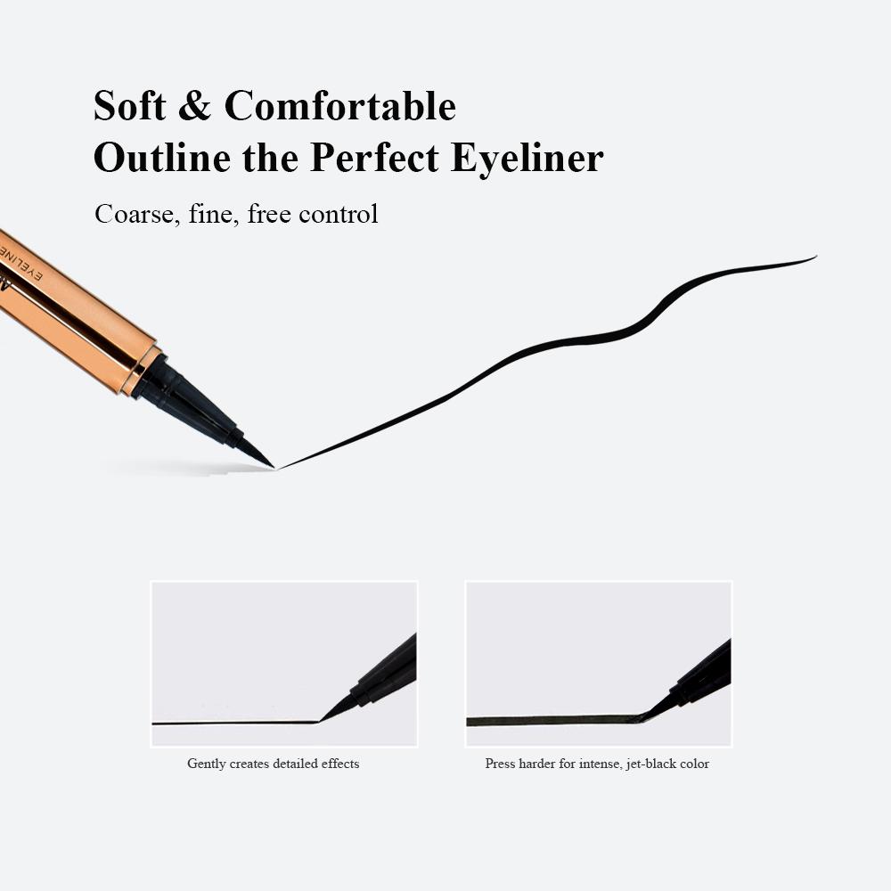 Waterproof Liquid Eyeliner Smudge-Proof & Transfer-Resistant Long-Lasting Appearance Gold Eyeliner Black