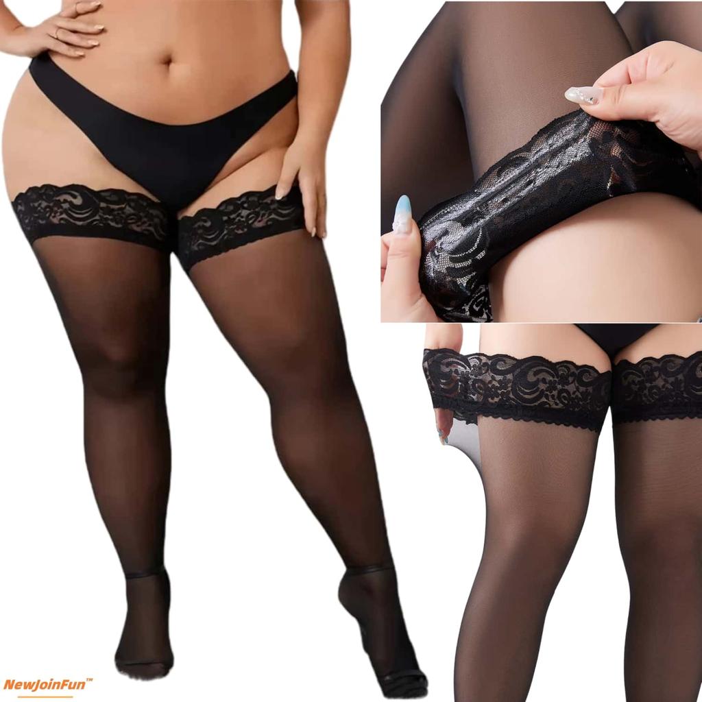 Large Plus Size Tight High Stockings for Oversize Women Fashion Sexy Over Knee Ultra Thin NEW Elastic Lace silk Black White Fishnet long Socks XXXXL