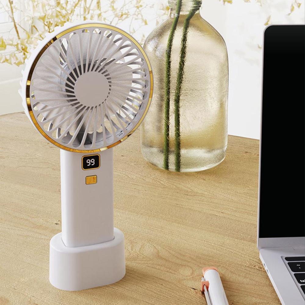 USB Mini Fan Şarj Edilebilir Taşınabilir El Fanı Dijital Ekran Tembel Geçici Seyahat Alışveriş Soğutma Ev Araba Hava Soğutucu