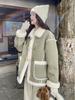 Women's 2024 Winter Warm Sheepskin Suede Fleece Coat with Buckle Details