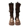 Yueyu aber Kniestiefel Damen 2025 neu Herbst Temperament super angesagt Retro vielseitig Gürtelschnalle Stiefel Damen