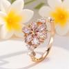 Cute Female Zircon Stone Flower Ring Gold Color Engagement Charm Wedding Jewelry For Women