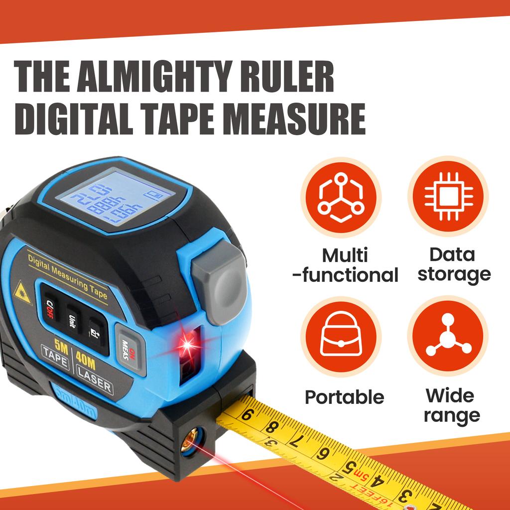 3 In 1 Laser Tape Measure Distance Meter Digital Tape Measure High Precision 40M Retractable Roll Cord Rangefinde Measuring Tool