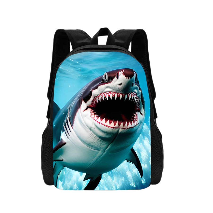 Zaino 3D con stampa squalo Zaino scolastico per bambini Stampa animale cartone animato Zaino scolastico leggero per bambini e bambine