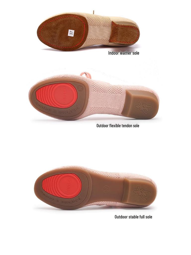 Fly-knit Schnür-Ballerinas mit Absatz für Damen-Latein-, Yoga- oder Jazztanz.