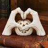Halloween Pumpkin Figurine Gothic Skeleton Heart Hand Sculpture, Spooky Resin Abstract Statue, Gift for Collectors Shape Finger Gesture Love Ornaments