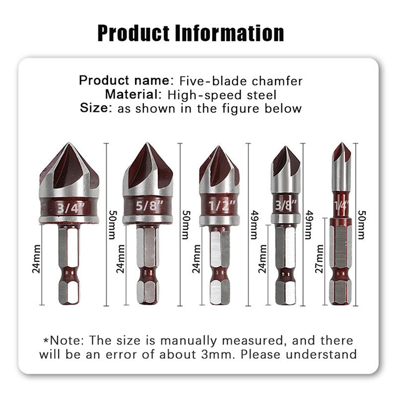 Hole Opener Chamfer Drill Bit Hex Shank Woodworking Chamfering Tool 82Celsiusountersink Precise Multi-Size Countersink Bits