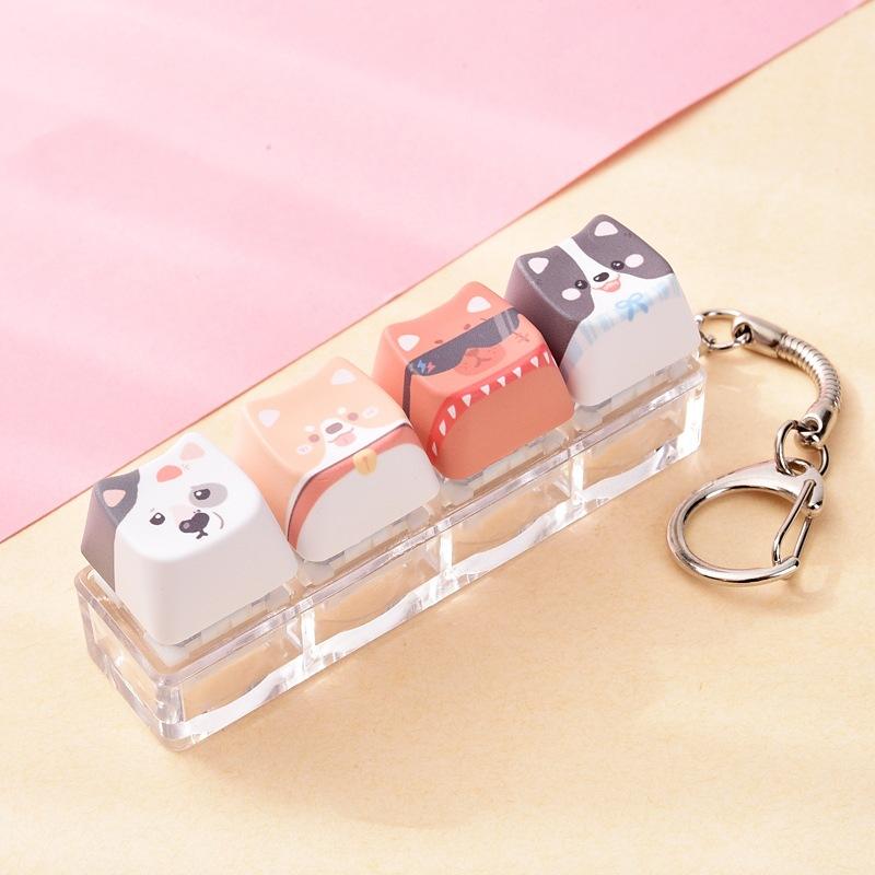 Portable Cute Animal Glowing Fidget Keyring Mechanical Keyboard Pendant Stress Relief Toy for Autism Kids
