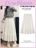 White Lace Midi Skirt With Splicing Detail For Casual And Date Wear