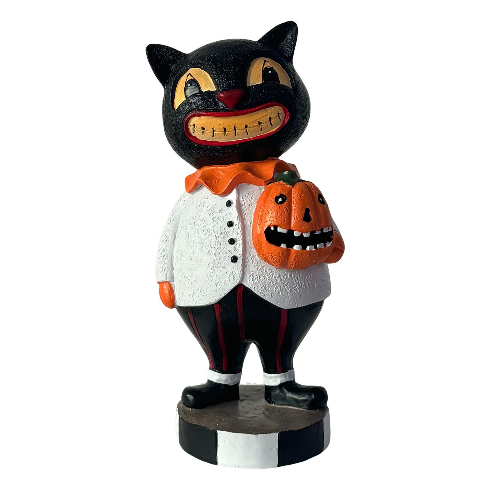 

Halloween Resin Black Cat Pumpkin Figurine Ornaments Trick Or Treat Kitten Halloween Cute Figurine For Indoor/Outdoor Decoration