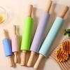 Multicolor Pastry Dough Roller Wooden Handle Flour Roller New Silicone Rolling Pin  Cooking Utensil
