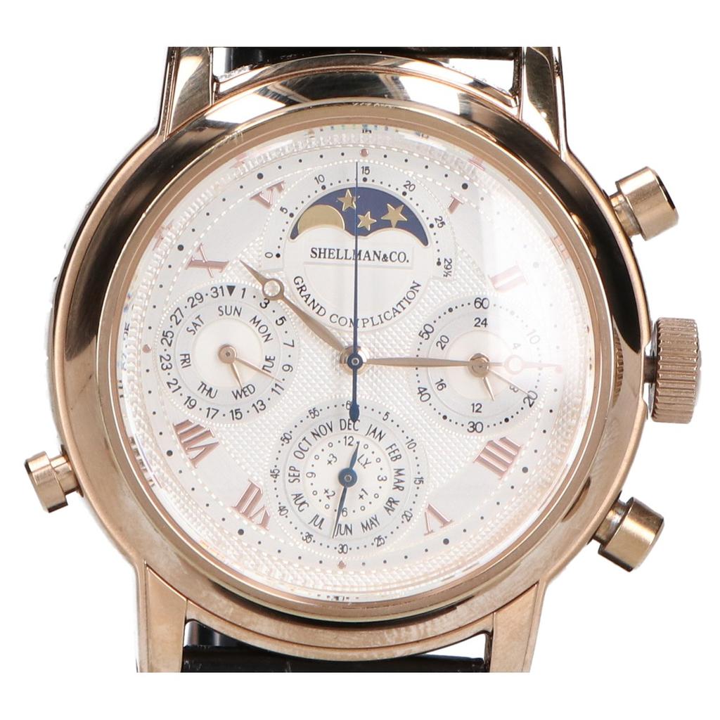 Shellman Stainless Steel 6771-T011179 Grand Complication Chronograph Quartz Crocodile Watches Gold / Silver / BlackUsed