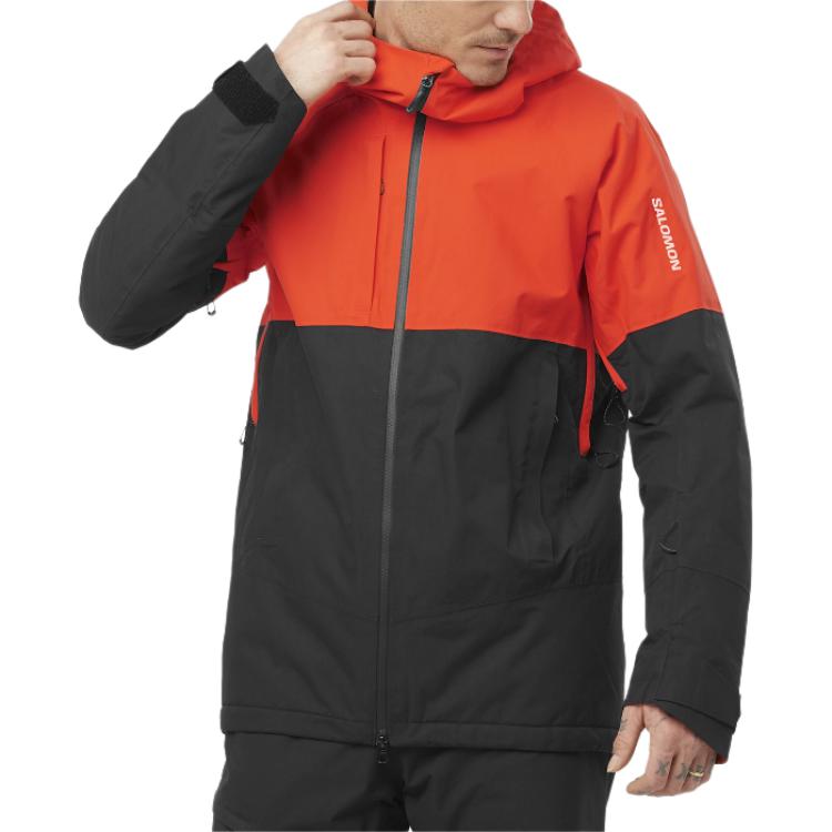 Salomon Color Block Hooded Zip-Up Drop Shoulder Long Sleeve Jacket Men Jacket Red LC2331000