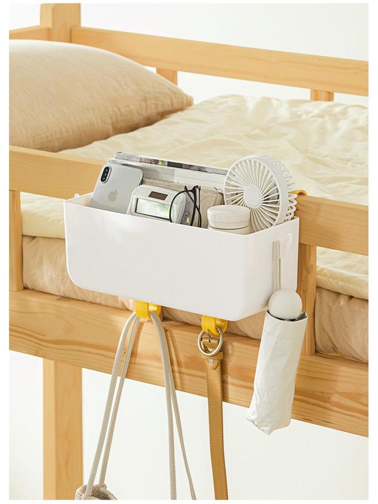 Nordic Style Bedside Hanging Storage Organizer Basket with Hooks & Compartments for Dorms