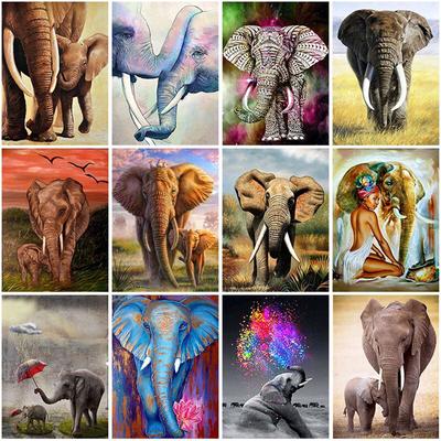 Elefante diy 5d pintura diamante completa redonda broca strass mosaico animal diamante bordado kits de ponto cruz decoração para casa