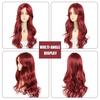 WTB Red Wavy Curly Long Hair Synthetic Wig Female Elegant Mystery Split Bangs Festival Cosplay Wave Long Curly Hair