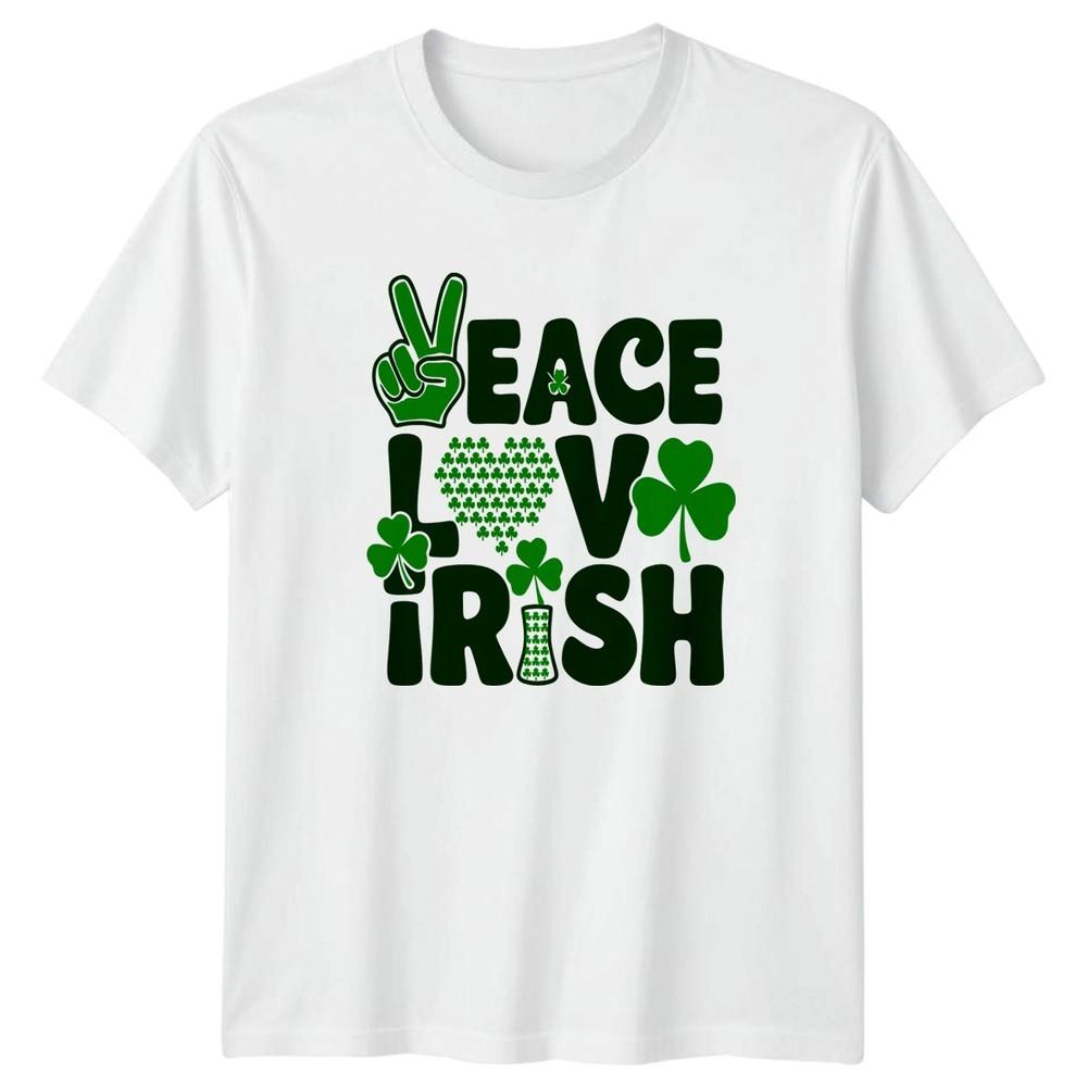 Peace Love Irish TShirt St Patricks Day Holiday Gift For Him And Her S