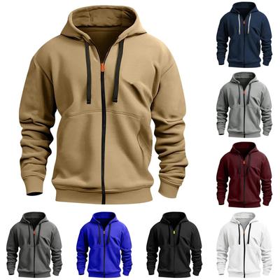Men's Sports Casual Fleece Hoodie Hoodie Zipper Multi-pocket Hoodie Coat