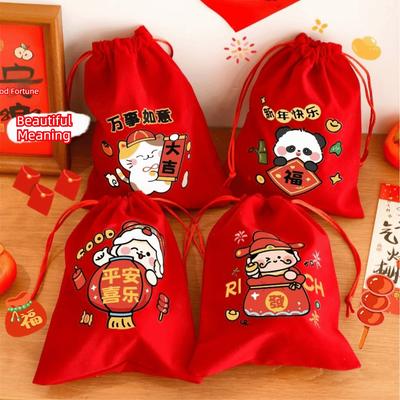 Creative Gift Velvet Snack Storage Pouch Gift Decoration Happy New Year Silk Bag Amulet Blessing Sachets Pendant Lucky Bag