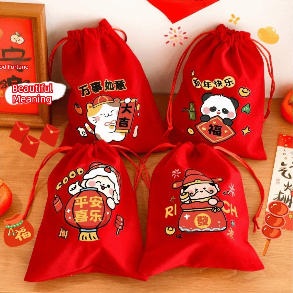 Creative Gift Velvet Snack Storage Pouch Gift Decoration Amulet Blessing Sachets Pendant silk bag Happy New Year Lucky Bag