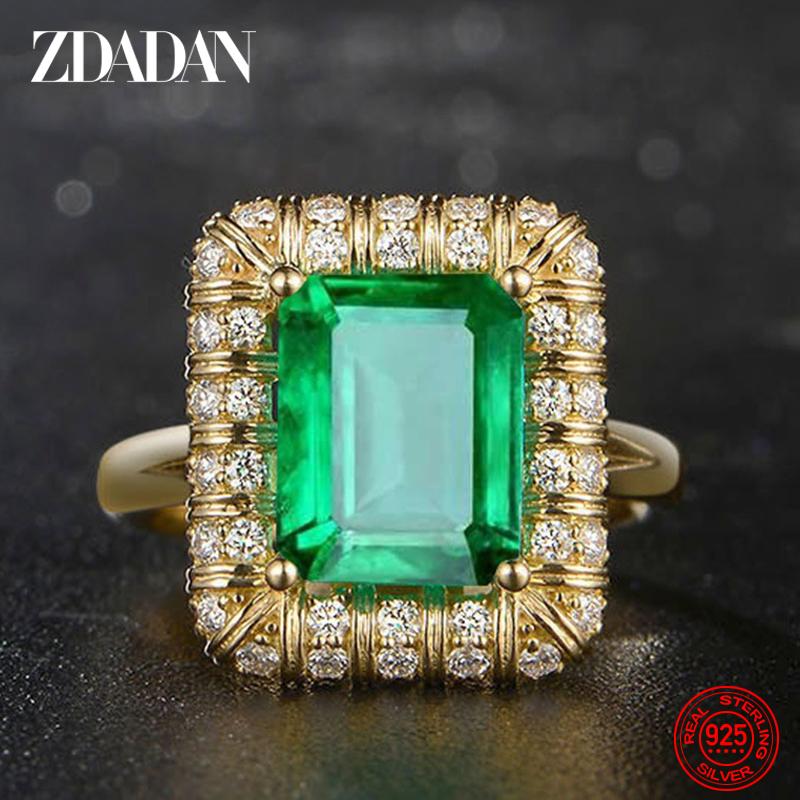 925 Sterling Silver Emerald Finger Rings for Women Wedding Charm Jewelry Gift 6