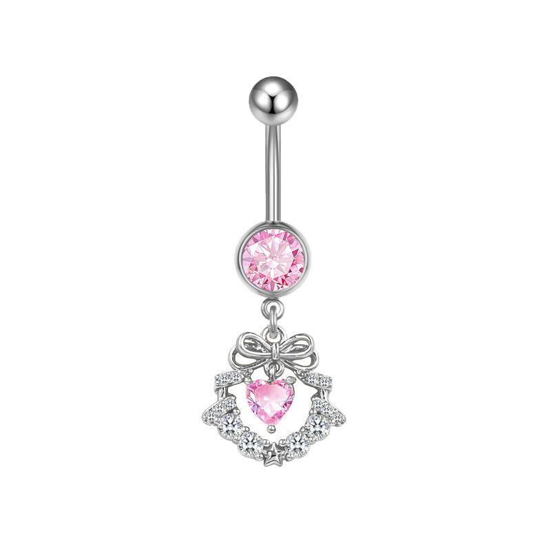Schicker Schmetterling Herz Bauchnabelpiercing Pink Damen Nabel für Geburtstag und Feier
