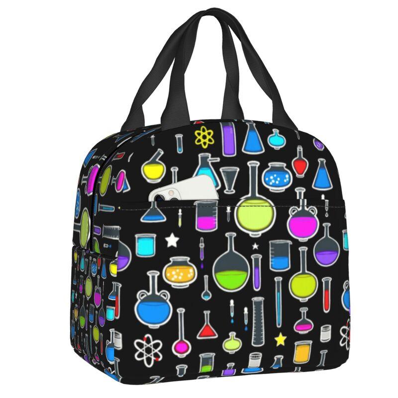 Science Chemistry Pattern Portable Lunch Box for Chemical Lab Tech Thermal Cooler Food Insulated Lunch Bag Kids School Children