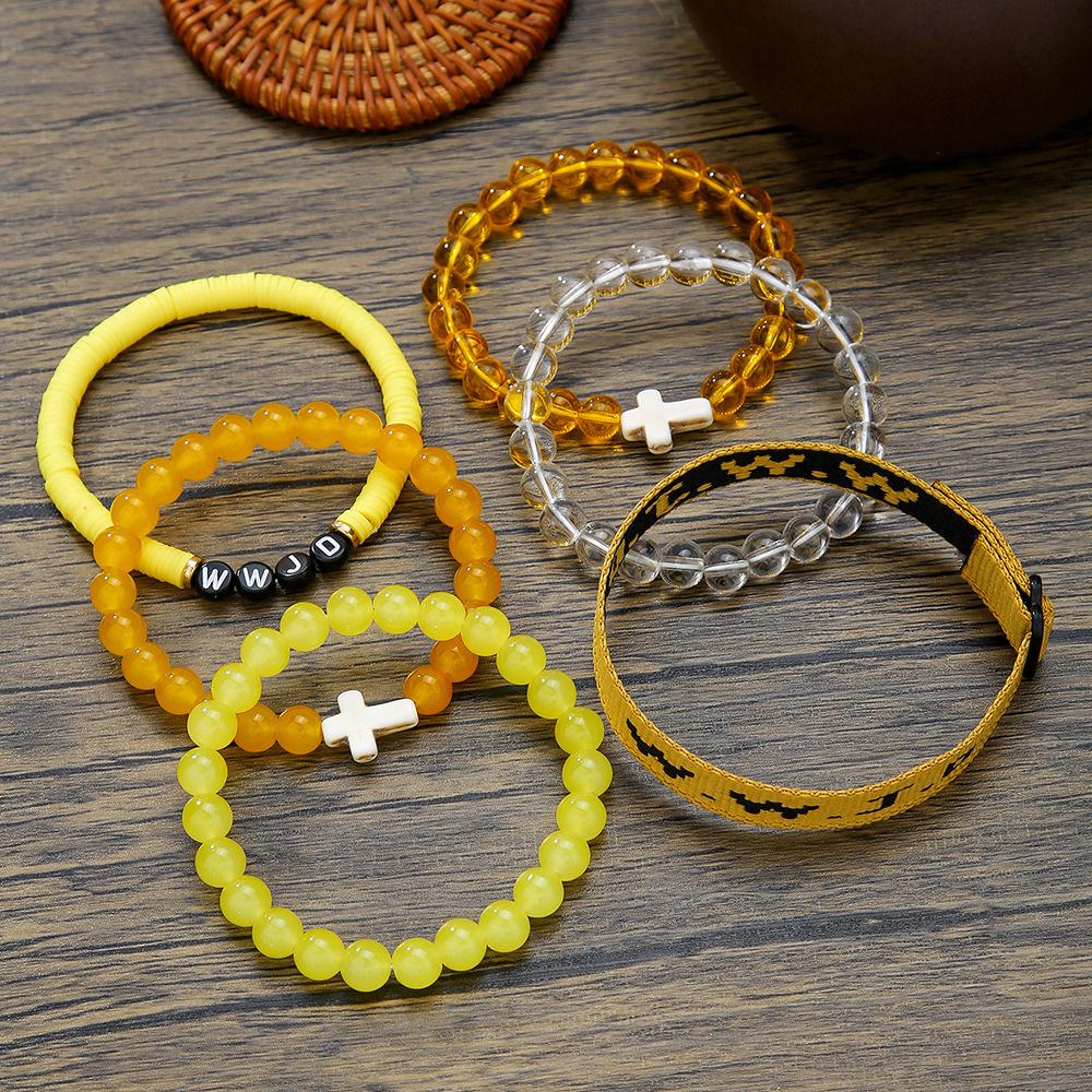 Charm 6pcs suit Bracelet Christian Cross Bracelets WWJD Faith Religious Easter For Women Men Jesus Bracelets