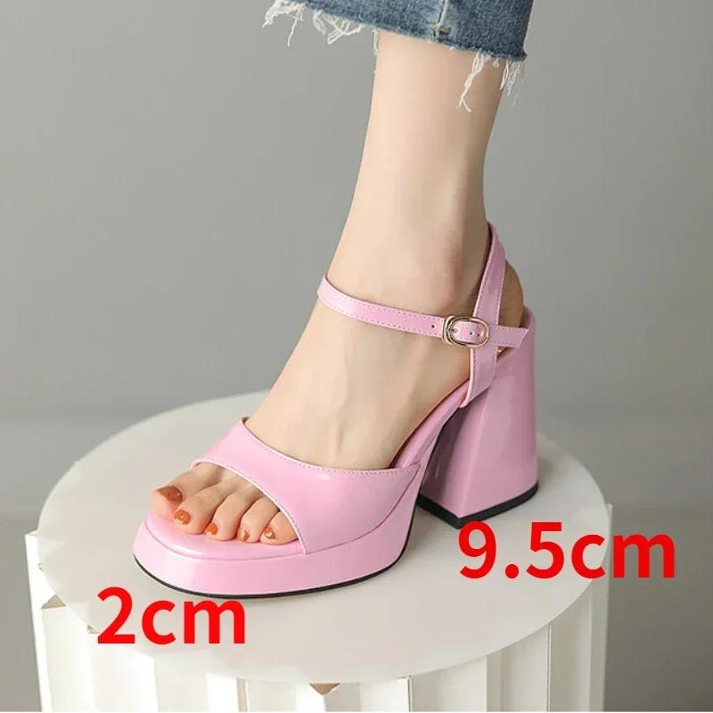 Fashion Luxury Leather Women's Sandals Sexy Slingbacks Chunky High Heels Ankle Strap Open Toe Summer Heeled Sandals Zapatos De Mujer