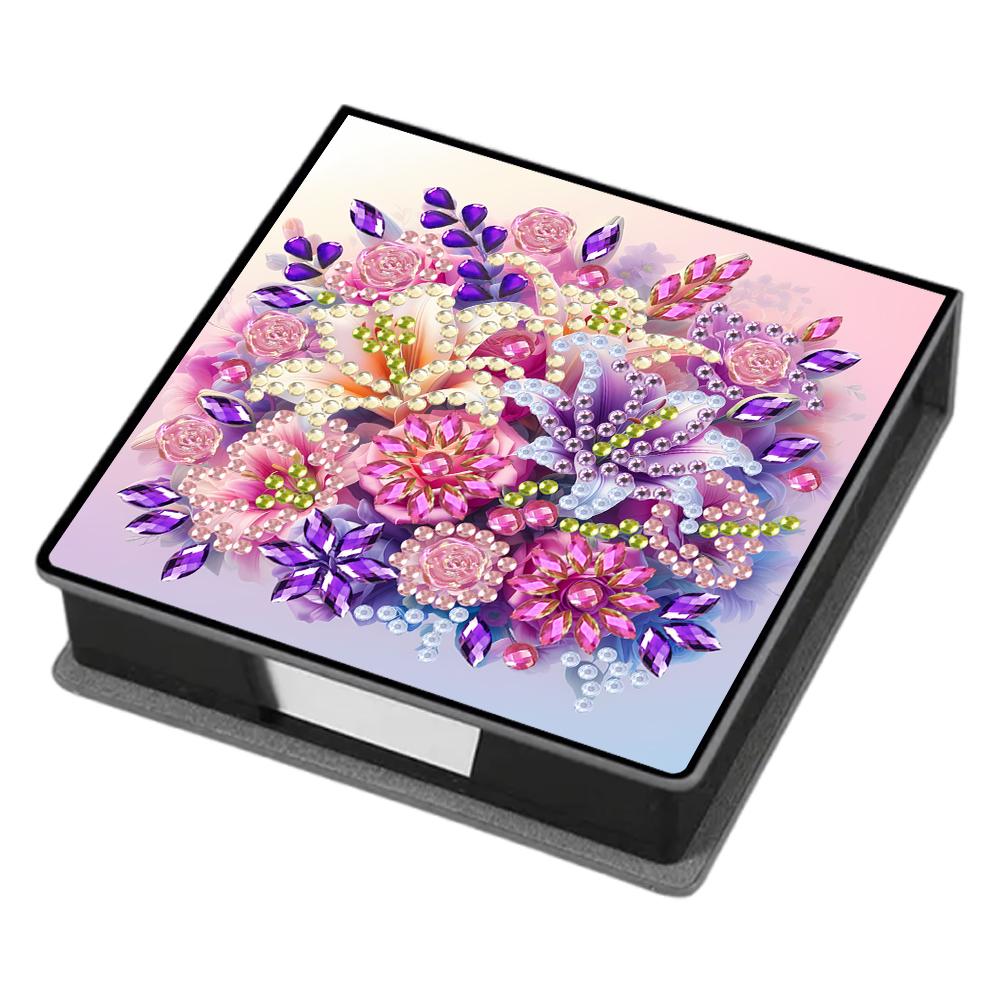 Leather 5D Diamond Painting Kit Note Box with 160 Sheets DIY Diamond Art Note Box for Home Office School Supplies