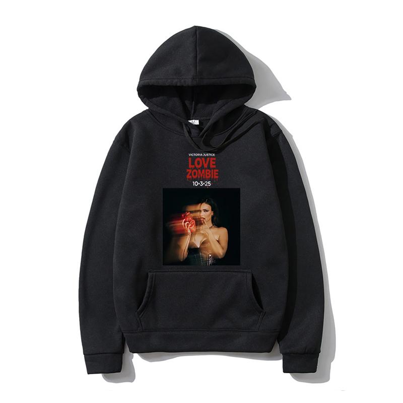 Victoria Justice Love Zombie Graphic Hoodies Man Fashion Casual Long Sleeve Sweatshirts Unisex High Street Y2K Hoody Pullovers