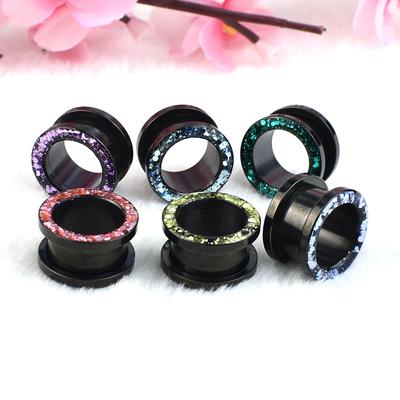 3-30mm Shining Black Hollow Ear Tunnels Gauges and Plugs Screw Fit Ear Stretcher Expander Ear Piercing Jewelry