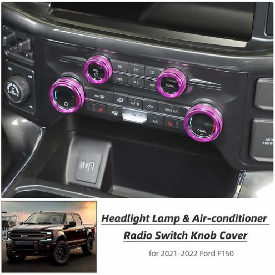Center Console Air Condition Headlight Switch Knob Trim Ring Cover For Ford F150
