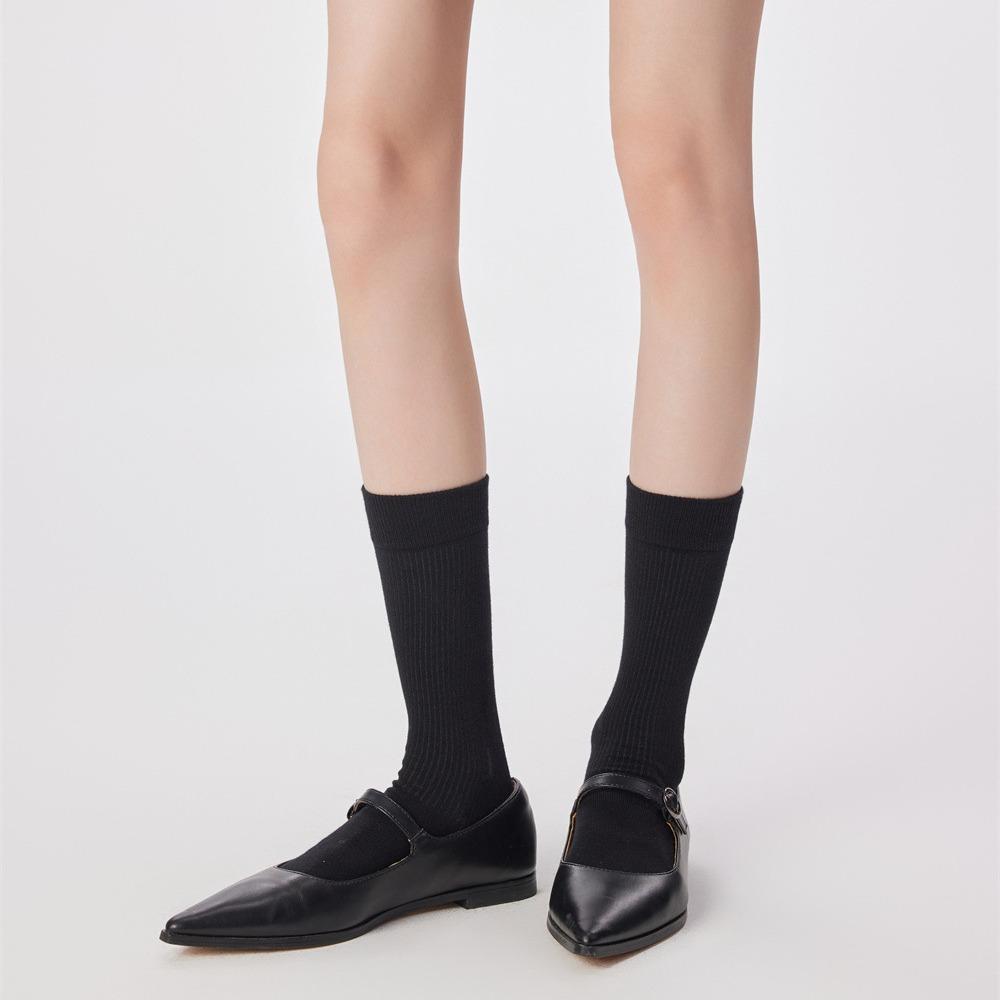 Chaussettes femme en coton peigné désossées, polyvalentes, couleur terre, modèle basique, droites, modèle navetteur, chaussettes tube moyennes empilables pour femme