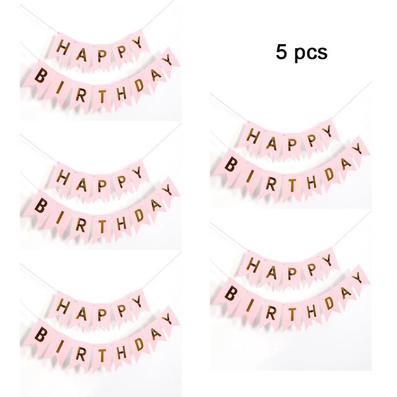 Happy Birthday Streamers Hot Stamping Dovetail Pull Flag Living Room Garden Mall Cafe Children Birthday Party Decoration Banners
